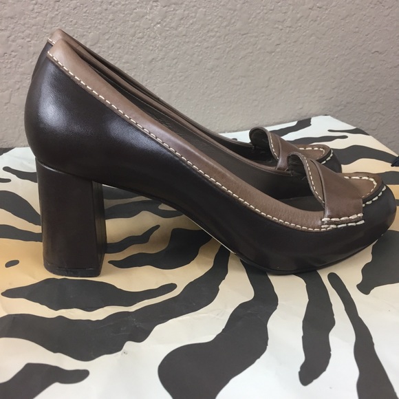 Cole Haan tan and brown leather heels size 7.5 - Picture 2 of 8